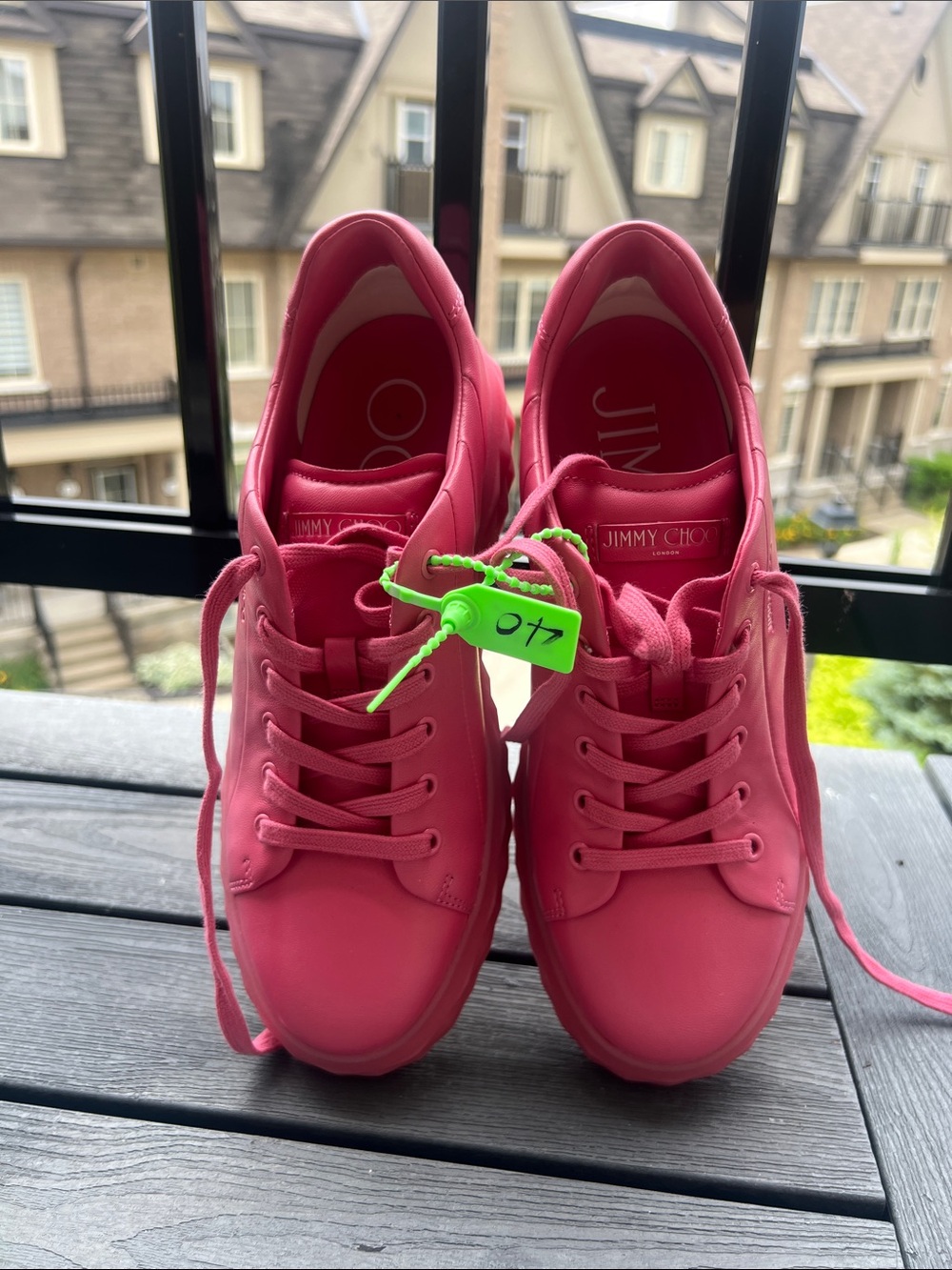 Jimmy Choo Coral Pink Platform Sneakers - Picture 9 of 9